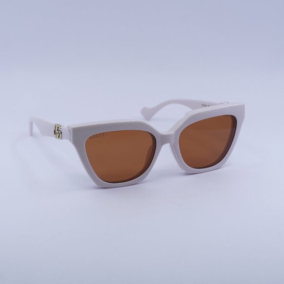 🕶️ New Gucci GG1542S 003 Sunglasses - Ivory Frame, Clear/Brown Lenses